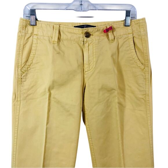 Gap Essential Classic Cut Straight Leg Yellow Khaki Trouser Slant Front Pockets - Picture 3 of 16